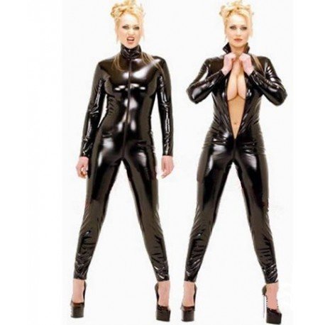 CatSuit Combinaison en cuir zippée devant