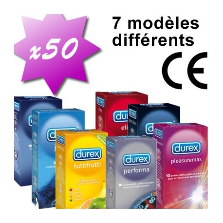 Set von 50 Kondome DUREX MIX - 10 verschiedene Modelle