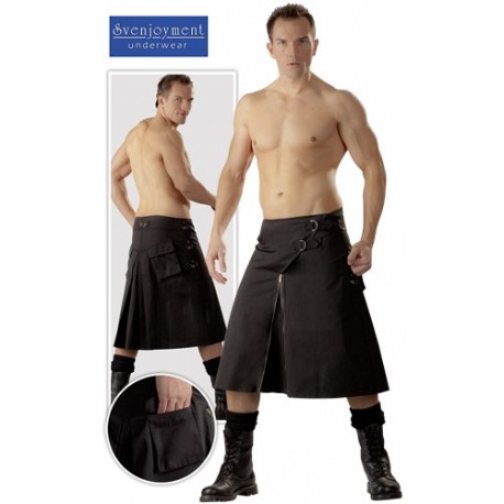 Jupe pour homme - Kilt Noir - Bondage