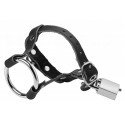 Locking Cock and Ball Ring – Penisring aus Leder mit Schloss