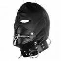 SM-Maske aus Leder mit Reißverschluss, Schloss und Halsband