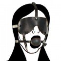 Harness Gag Ball groß mit Augenmaske aus Kunstleder