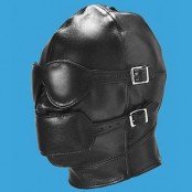 Cagoule SM en cuir avec masque et muselière détachable