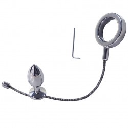 Analplug aus Stahl mit Cockring Penisring