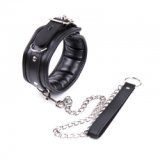 Gepolstertes Leder Bondage Collar mit Leine