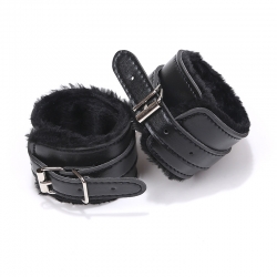 BDSM Handschellen, Leder Bondage mit Comfort Fur