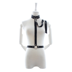 SM-Gurthalter mit Chokerkragen und Nylonleine