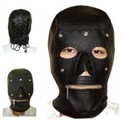 Maske mit abnehmbarer Augenmaske und Reißverschluss am Mund