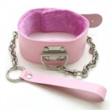 Halsband mit Pelz + Lederleine
