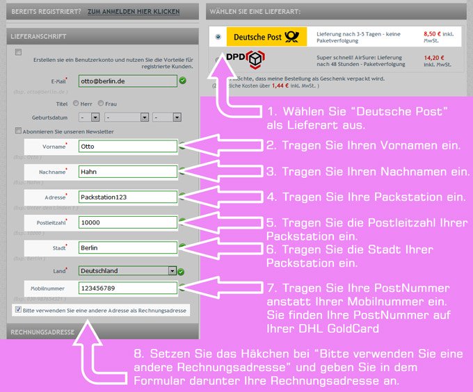 Packstation Bestellung Informationen